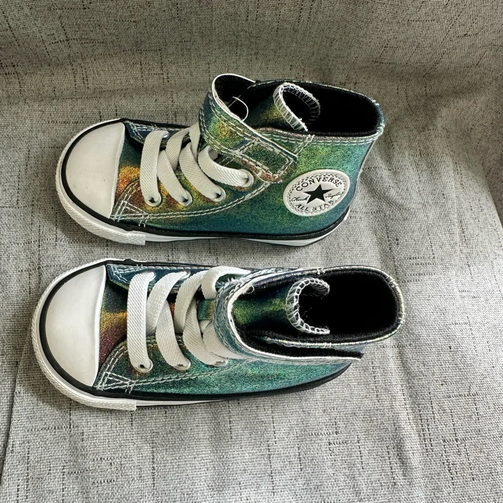 Converse Kids Iridescent Green High Top Sneakers